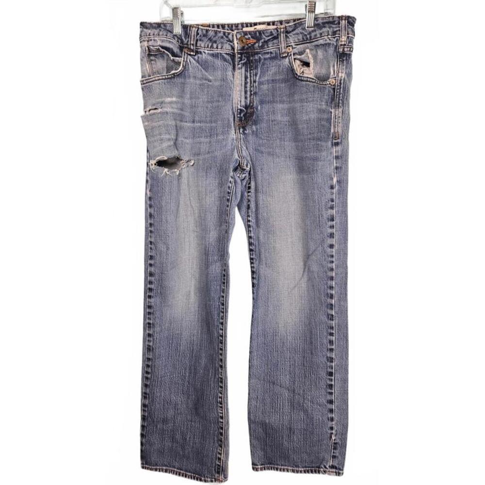 Lee Modern Series‎ Women's Relaxed Fit Straight Leg Distressed Jeans 34